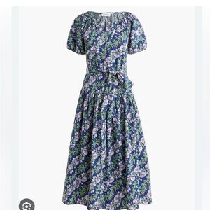 J. Crew Lavender and Navy Floral Midi Dress